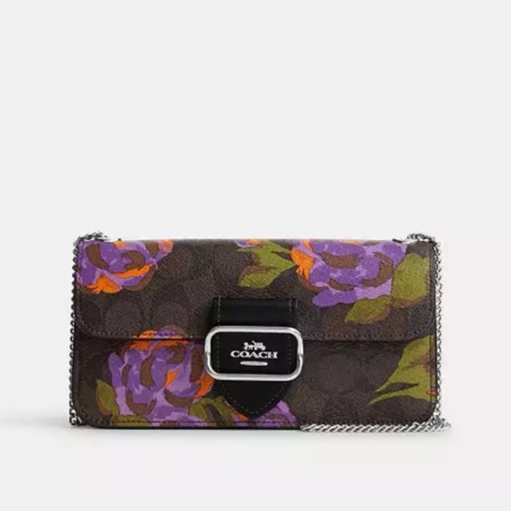Coach Morgan Crossbody In Signature Canvas & Leather with Rose Print CL476